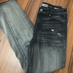 REWASH BLACK RIPPED JEANS